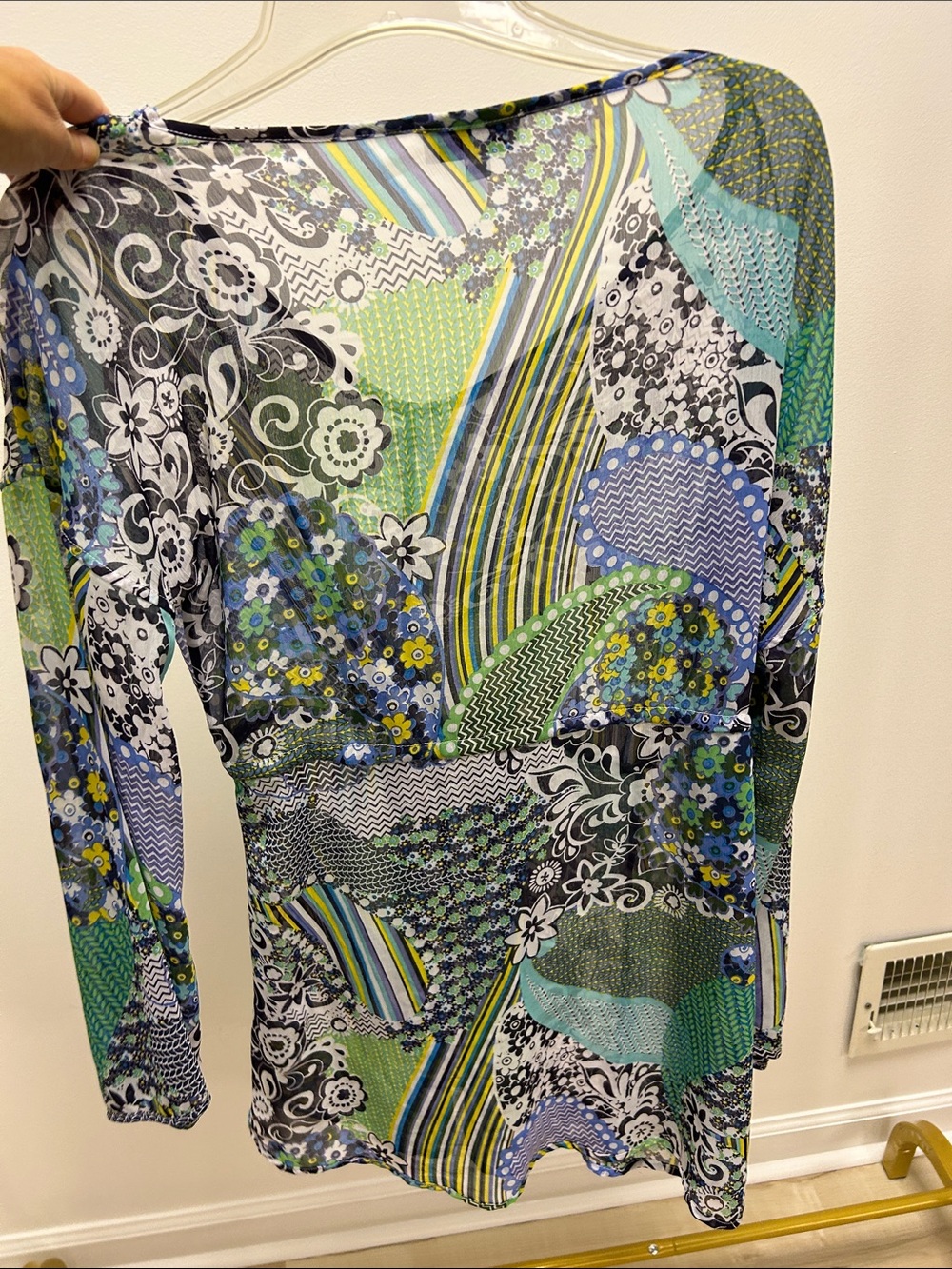 Carly Marto Multicolor Printed Tie-Front cover up Tunic - Green Blue image 4